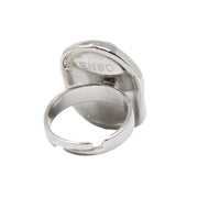 Anillo adaptable con baño de plata y lava volcánica negra, otra vista